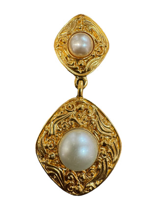 Chanel Vintage Baroque Pearl Drop Clip-On Earrings