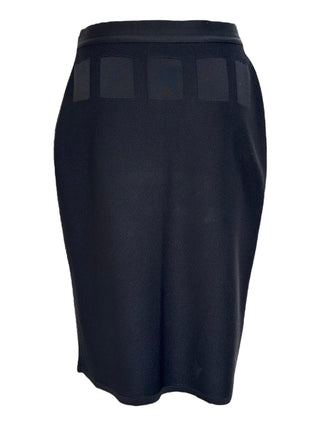 Chanel Black Grid Knit Midi Skirt with Waistband Detailing