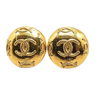 Chanel Vintage CC Mark Gold Plated Earrings