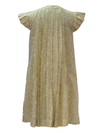 Chanel Gold Metallic Crinkle Pleated Dress