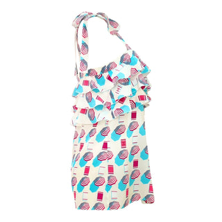 Chanel Beach Series Silk Ruffle Strap Top