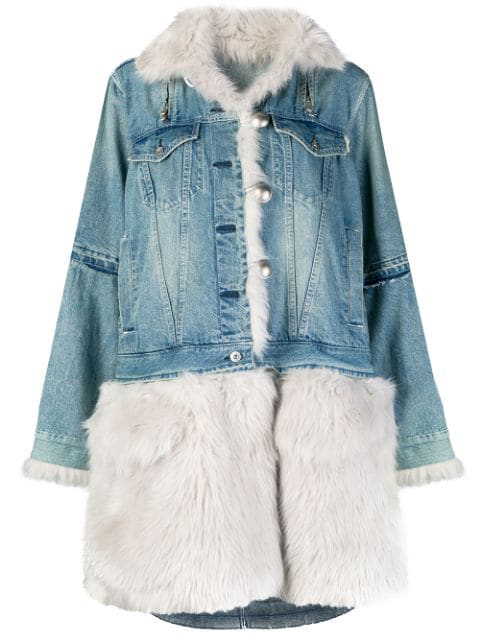 Sacai denim deals fur jacket