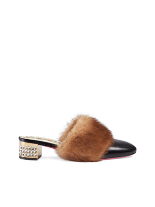 Gucci Mink Fur Mules With Crystals