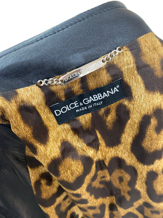 Dolce And Gabbana Leather Biker Sleeveless Jacket
