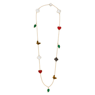 Van Cleef & Arpels 18K Yellow Gold Lucky Alhambra 12 motif Necklace