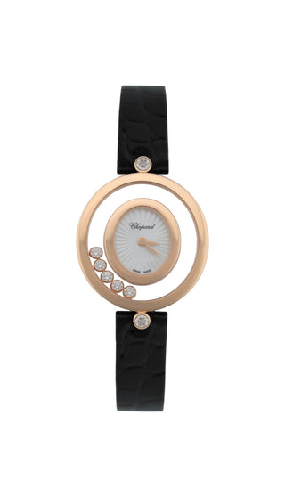 Chopard Happy 5 Diamonds Icons 18ct Rose Gold Quartz Watch With Black Croc Strap