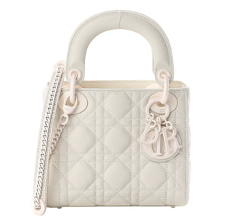 Christian Dior White Ultra Matte Cannage Calfskin Mini Lady Dior Bag
