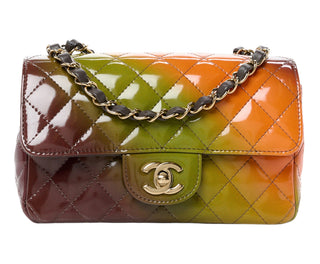 Chanel Shaded Multicoloured Patent Calfskin Quilted Mini Rectangular Flap Bag