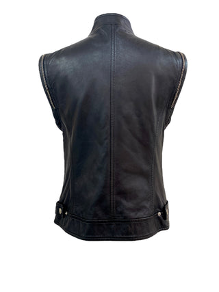 Dolce And Gabbana Leather Biker Sleeveless Jacket