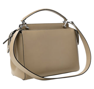 Fendi Vitello Baltico Dolce DotCom Satchel In Dove Grey & Poppy