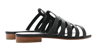 Hermes Black Calfskin Camelia Sandals