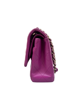 Chanel Purple Lambskin Medium Classic Double Flap Bag With GHW