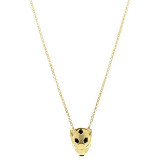 Cartier 18K Yellow Gold Tsavorite Garnet &  Onyx Panthere De Cartier Necklace