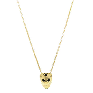 Cartier 18K Yellow Gold Tsavorite Garnet &  Onyx Panthere De Cartier Necklace