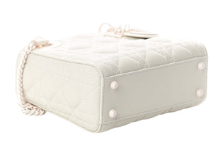 Christian Dior White Ultra Matte Cannage Calfskin Mini Lady Dior Bag