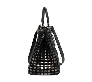 Christian Dior Black & Silver Metallic Tweed Small Lady Dior Bag
