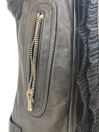 Dolce And Gabbana Leather Biker Sleeveless Jacket