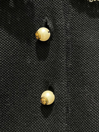 Gucci Black Lace Collar Polo Shirt