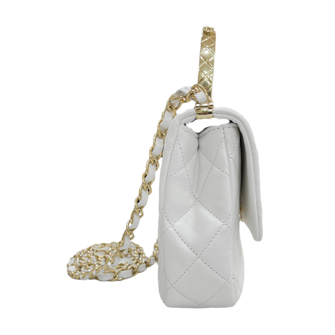 CHANEL Crumpled Lambskin Quilted Small CC Links Top Handle
