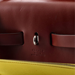 Hermès Herbag Zip 31 Lime & Rouge Canvas Bag With Palladium Hardware