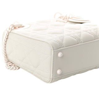 Christian Dior White Ultra Matte Cannage Calfskin Mini Lady Dior Bag