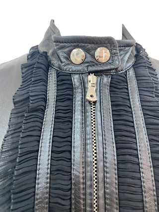 Dolce And Gabbana Leather Biker Sleeveless Jacket