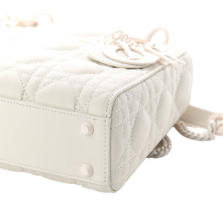 Christian Dior White Ultra Matte Cannage Calfskin Mini Lady Dior Bag