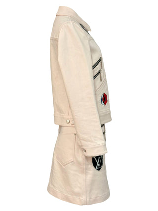 Louis Vuitton Light Pink Embellished Denim Utility Set