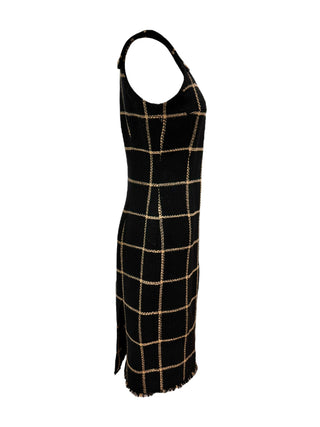 Chanel Plaid Print Grosgrain Trim Dress with Belt/Skirt Accessory