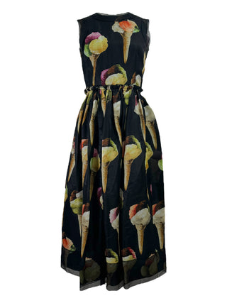 Dolce & Gabbana Black Silk Gelato Print Sleeveless Dress