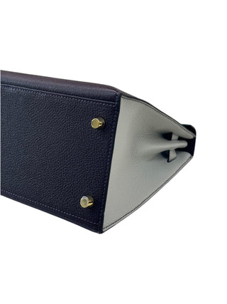 Hermès Kelly 28 Raisin & Gris Perle Bi Color Sellier With Matte GHW