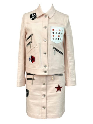 Louis Vuitton Light Pink Embellished Denim Utility Set