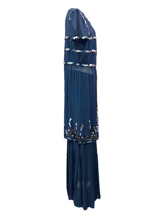 Chanel Navy Sequin Embellished Sheer Two-Piece Evening Set