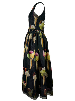 Dolce & Gabbana Black Silk Gelato Print Sleeveless Dress