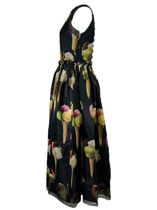 Dolce & Gabbana Black Silk Gelato Print Sleeveless Dress