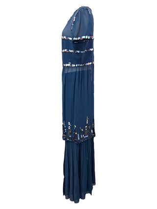 Chanel Navy Sequin Embellished Sheer Two-Piece Evening Set