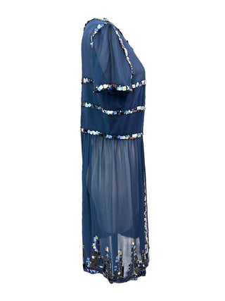Chanel Navy Sequin Embellished Sheer Two-Piece Evening Set
