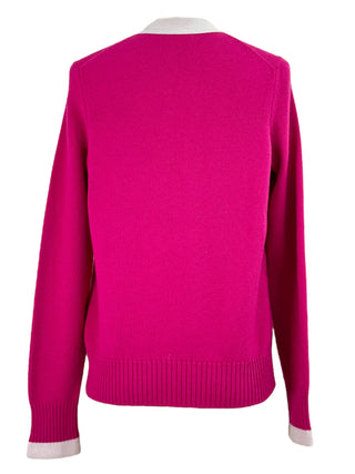 Chanel Fuchsia Contrast CC Buttons Cardigan
