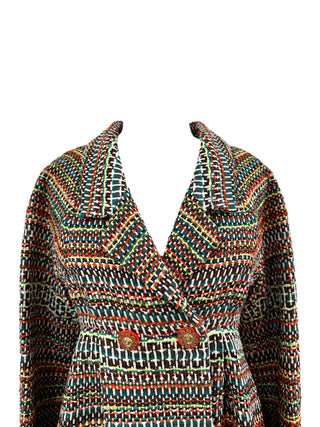 Chanel Multicolour Silk Blend Double Breasted Long Coat