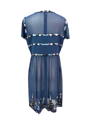 Chanel Navy Sequin Embellished Sheer Two-Piece Evening Set