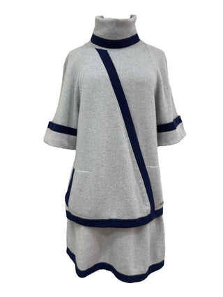 Chanel Grey & Navy Cashmere Turtleneck Suit