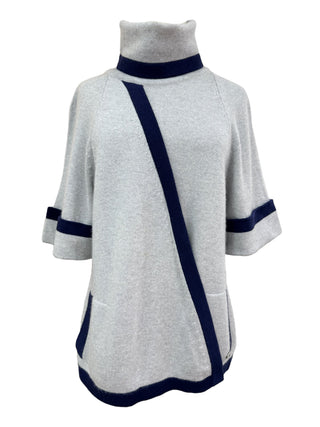 Chanel Grey & Navy Cashmere Turtleneck Suit