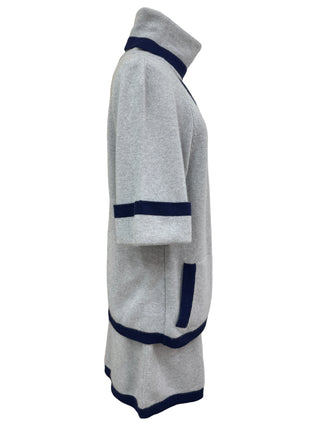 Chanel Grey & Navy Cashmere Turtleneck Suit