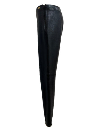 Chanel Black Deerskin Classic Lace Trim Trousers