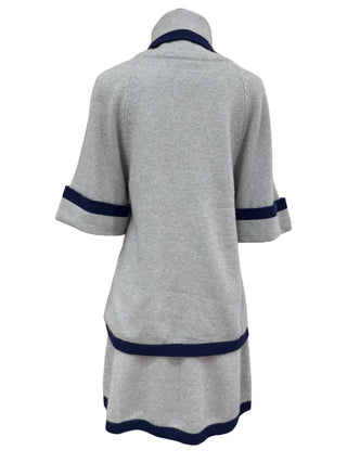 Chanel Grey & Navy Cashmere Turtleneck Suit