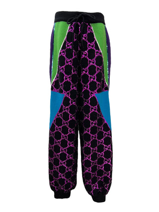 Gucci Vibrant Color-Block Joggers with GG Patterned Panels