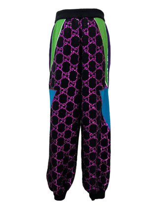 Gucci Vibrant Color-Block Joggers with GG Patterned Panels