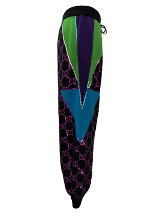 Gucci Vibrant Color-Block Joggers with GG Patterned Panels