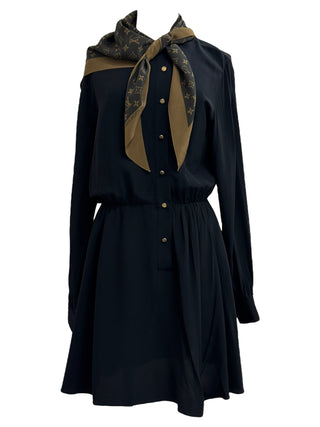 Louis Vuitton Black Button-Up Dress With LV Monogram Silk Scarf