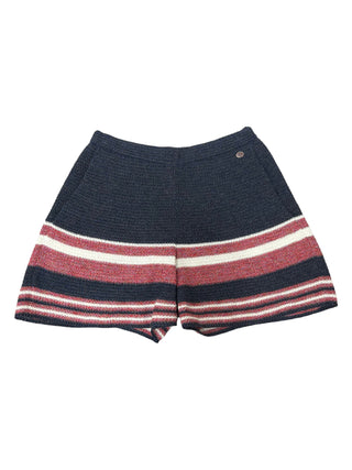 Chanel Navy, White & Red Stripe Crotchet Shorts